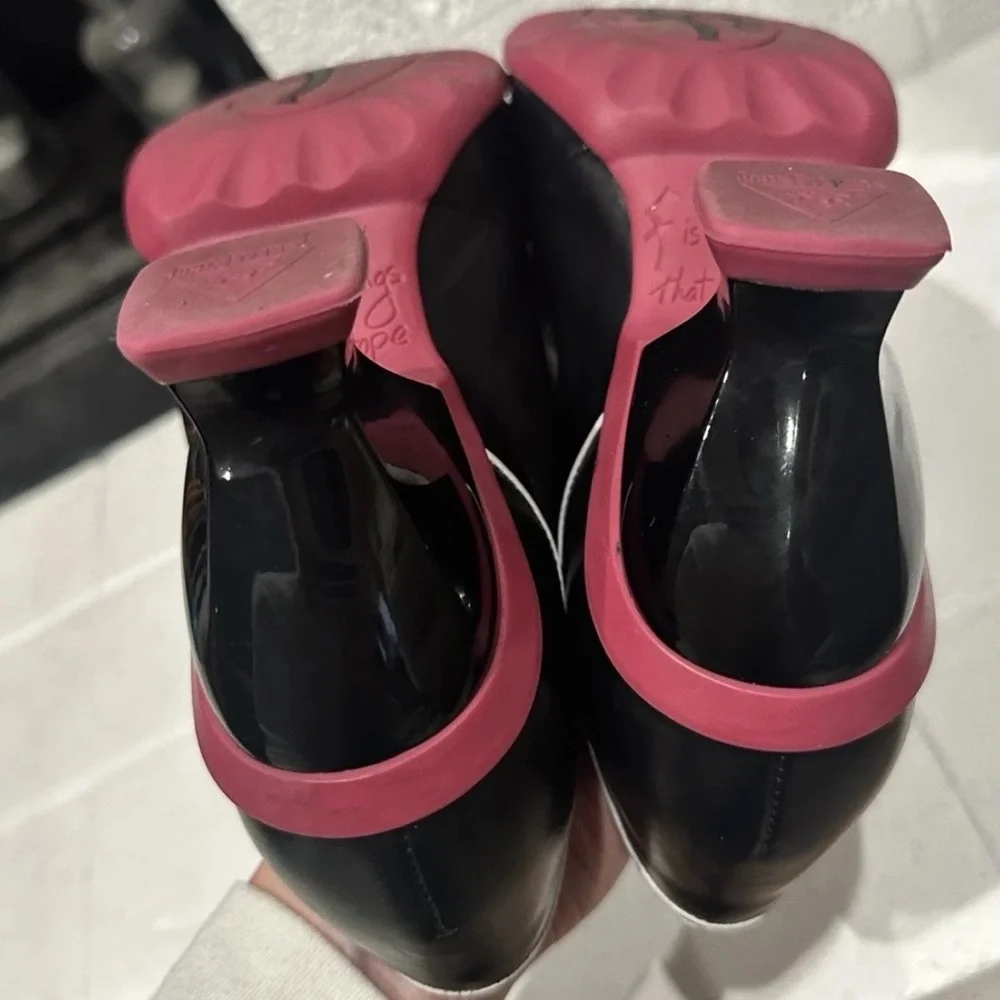 Liz Double Buckle Mary Jane Heel - Black and Pink - Picture 3 of 13